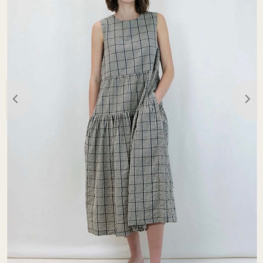 Micaela Greg Tiered Dress in Seersucker Plaid